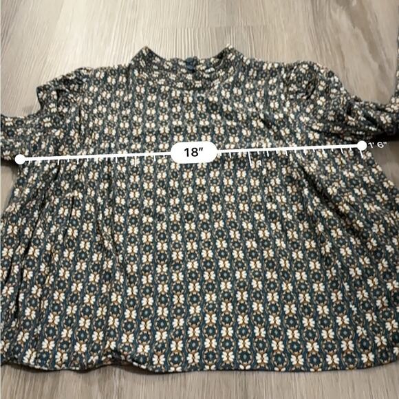 Zara Blue, White & Orange Floral Print Long Sleeve Top Size M - Picture 9 of 10